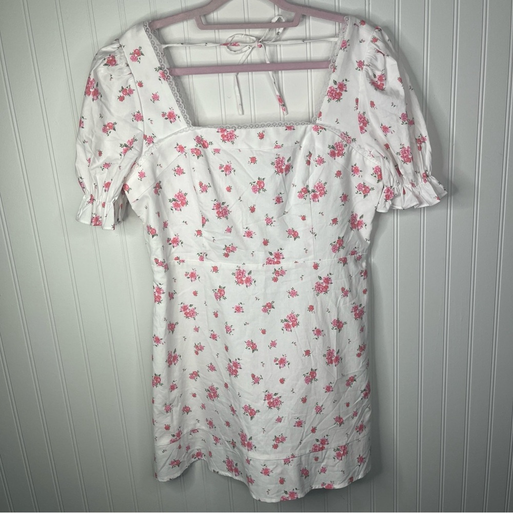 Altar'd State Mini Dress Floral Accents Coquette Cottage Core Smocked Smocked - Picture 2 of 11